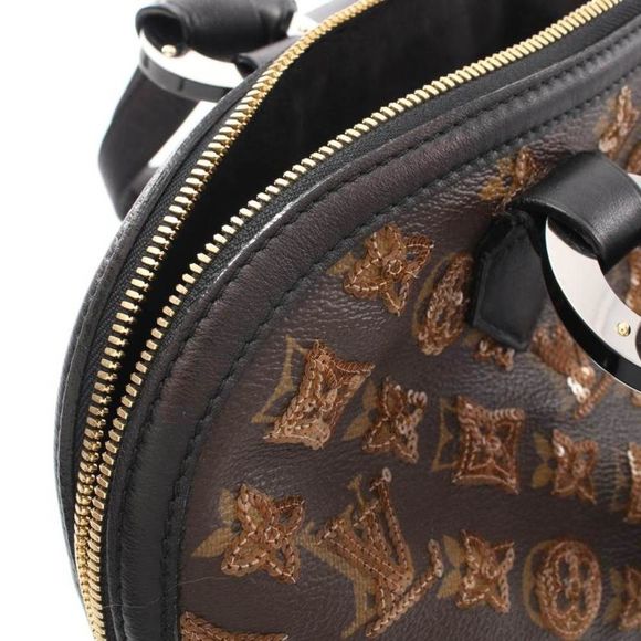 Louis Vuitton Alma Monogram Eclipse Noir Handbag PVC Leather Brown Black - Picture 4 of 7